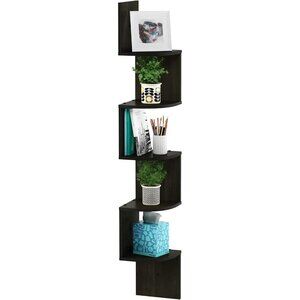 ROSSI Floating Book Shelves for Wall, 5-Tier Zigzag Corner Shelf Wall Mounted, R